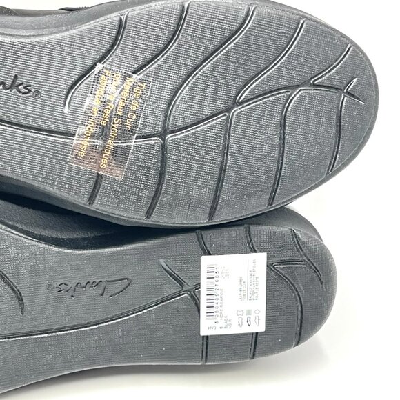 8N 8 NARROW WIDTH Clarks Hope Roxanne Black Leather Loafers‎ Comfort Shoes - Picture 11 of 12